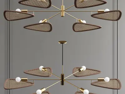 PAPILLION person pendant light in brass 3D model
