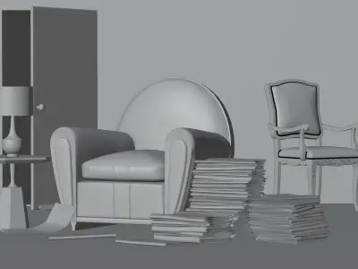  Newspaper theme photography  podcast studio setup 3D model