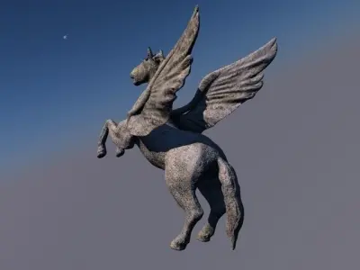 Low poly pegasus sculpture Low-poly 3D model