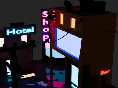 Neon city  Low-poly 3D model