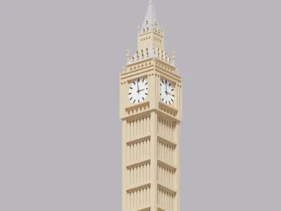 Cartoon London Big Ben Elizabeth Tower Low-poly 3D model