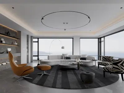 Modern living room scene 3D model purchase