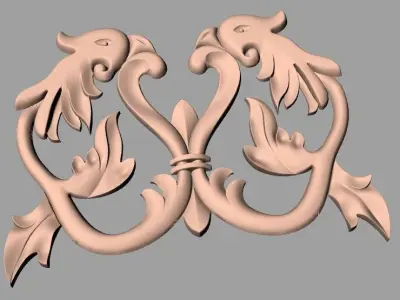 Door design 3D relief model STL format file for CNC carving E673 3D model