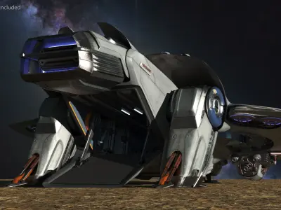  Futuristic Spaceship Transporter Rigged for Cinema 4D 
