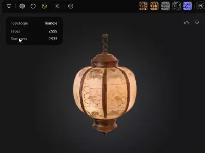 Floating Japanese Zen Paper Lantern Low-poly 3D model