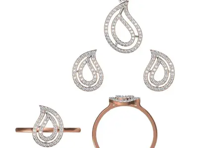 Light wt Ring Earrings Pendant set 3dm stl 1-render details 3D print model 30