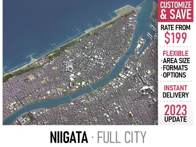 Niigata - 3D City Model Low-poly 3D model