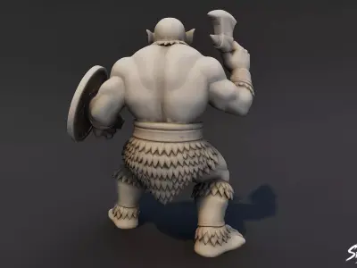 Ogre Warrior Battle Stance Statue Low-poly 3D model