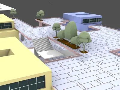 Model of Conceptional Blocked Housing  Low-poly 3D model