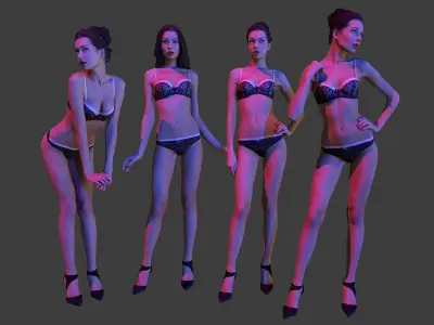Scanned Girl Pack Low-poly 3D model