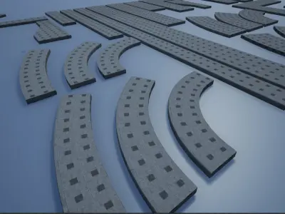 Lowpoly Modular PBR Pavements 3 Low-poly 3D model