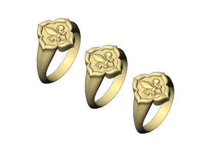 Lily ornament window signet ring Us sizes 7 8 9 3D print model
