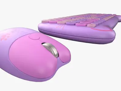 Wireless Keyboard Mouse Set Purple Tones Version 3D model