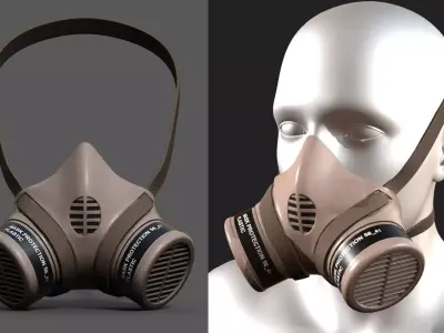 Gas mask respirator military combat soldier armor  Low-poly 3D model