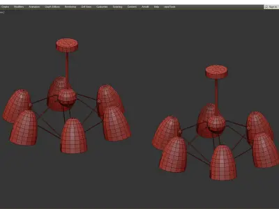 Eta-e27 modern chandelier with four lights Low-poly 3D model