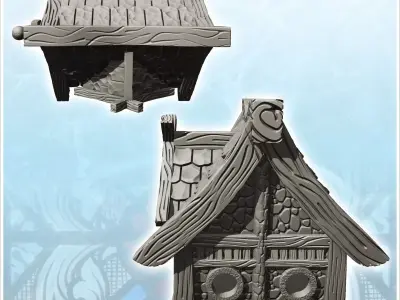 Medieval store with front sign and exposed framework 7 - Medieva 3D print model