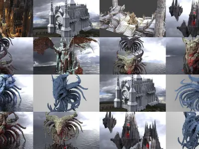 Halloween Horror Architecture Collection 1 3D Model Pack