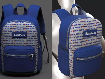 Backpack Camping bag baggage Color 3d low poly  Low-poly 3D model