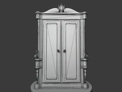 Vintage Wooden Wardrobe Low-poly 3D model purchase
