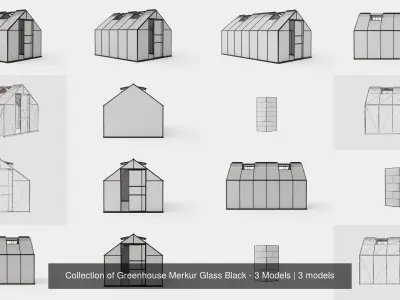 Collection of Greenhouse Merkur Glass Black - 3 Models 3D Model Pack