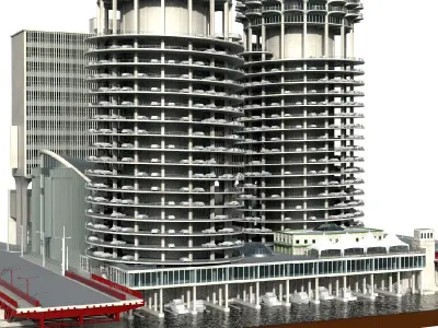 Marina city  Chicago  Low-poly 3D model