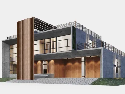 Modern villa with vertical gardening 3D model