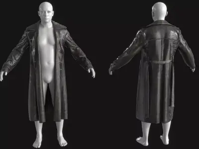 Black Leather Coat Low-poly 3D model