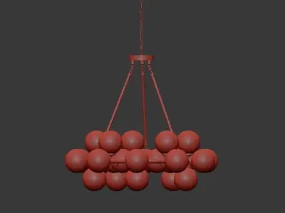 Arya 25 Light Satin Gold Chandelier 3D model