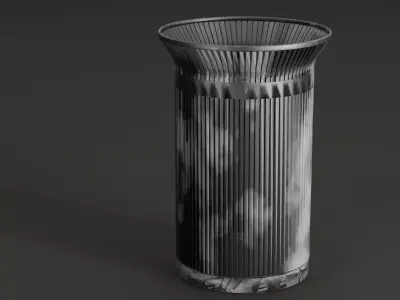 Industrial Metal Trash Can - Clean  Dirty Variations Low-poly 3D model