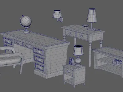Stylized furniture set 3D model