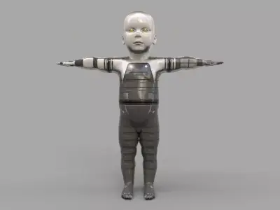robot baby 3d model Low-poly 3D model