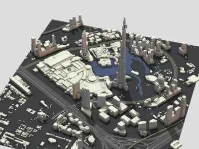 Burj khalifa dubai tower 3d model 4 sqkm area 3D model