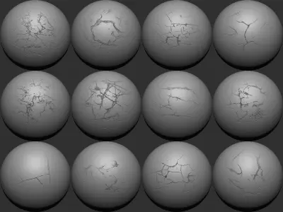 90 Crack VDM Brushes and Alpha Pack Low-poly 3D model