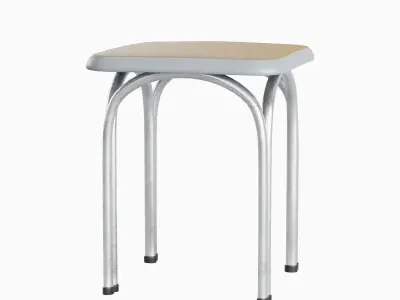 Silver Steel Stool 03 3D model