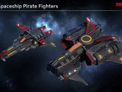 Spaceship Pirate Fighters Low-poly 3D model