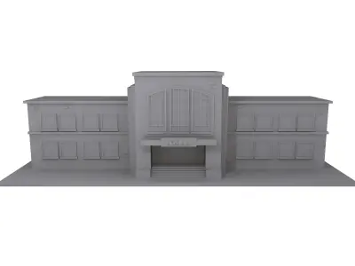 School Building Cartoon Low-poly 3D model