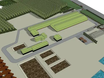 Wood chip factory 3D model