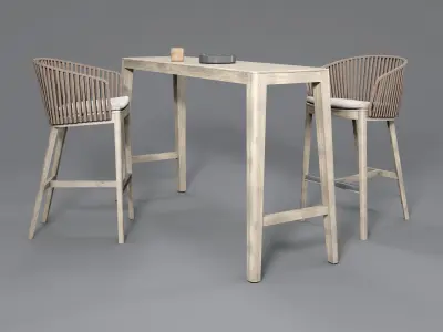 Mood bar chair and table 3D model