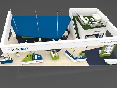 Exhibition stall 20 mtr x 10 mtr 3 sides open 3D max model 3D model