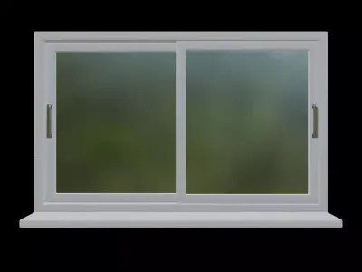 Stylized Double Sliding Window with Openable Panels Low-poly 3D model