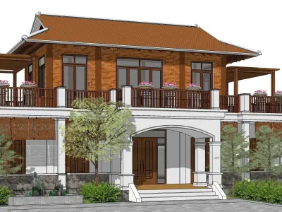 P188-Sketchup 1010 house architecture 3D model