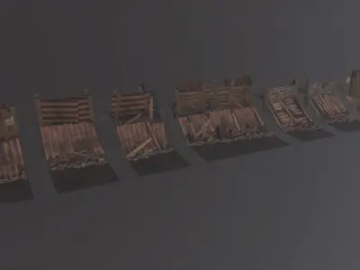 Barricades Game Assets Low-poly 3D model