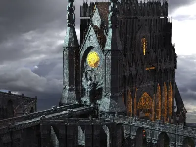 Dark Gothic Cathedral Dagon Architecture 1 3D model