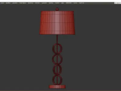 Decorative Polished Nickel Table Lamp With Black Fabric Shade Low-poly 3D model