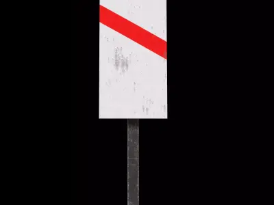 Guarded Level Crossing-Roadsign Low-poly 3D model