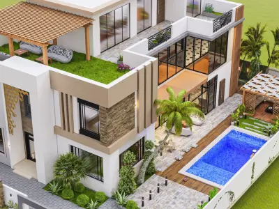 modern villa design 3D model