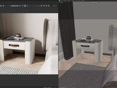 Cozy Modern Master Bedroom Interior C4D  Redshift 3D model