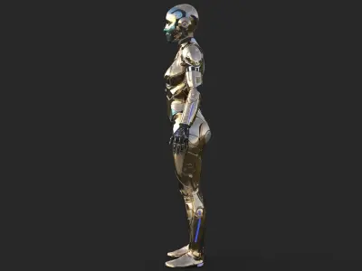 Cyborg Woman Gold  3D model