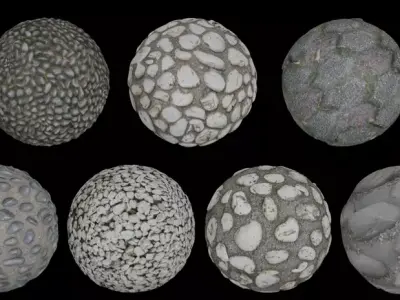 7 gravel set of stone eggs 3D model