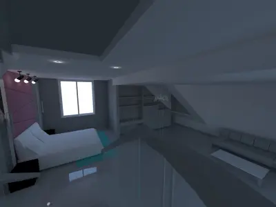interior room with bed and stairs 3D model